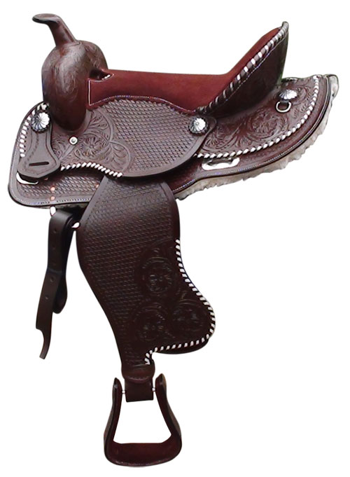 WESTERN SADDLE BUCK STITCHED RAWHIDE